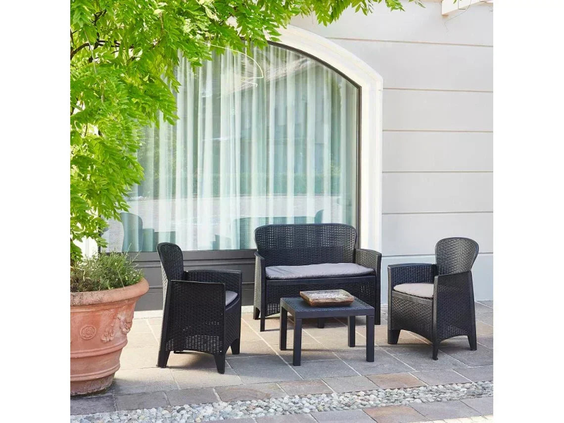 Conjunto de Jardim Jungle Antracite IPAE PROGARDEN (2 Cadeirões + 1 So