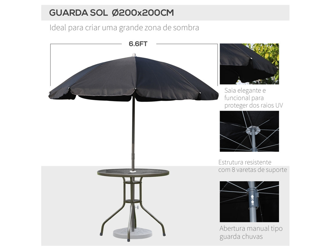 Conjunto de Móveis de Jardim Aço e Poliéster cor Negro 80x80x69.5 cm O